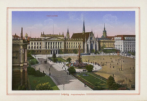 Leipzig, Augustusplatz (colour litho)