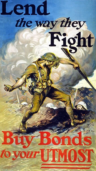 Lend the way they Fight, 1918 (colour litho)