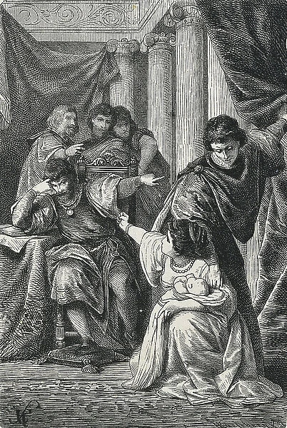 Leontes and Paulina, Illustration of 'The Winter's Tale', by William Shakespeare (1564-1616), 19th century (engraving)