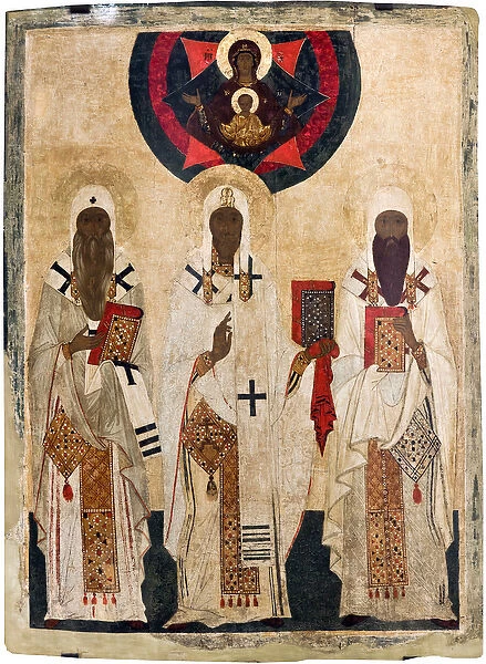 Les trois saints eveques de Rostov: Isaie (mort en 1090), Leonce (mort en 1077)