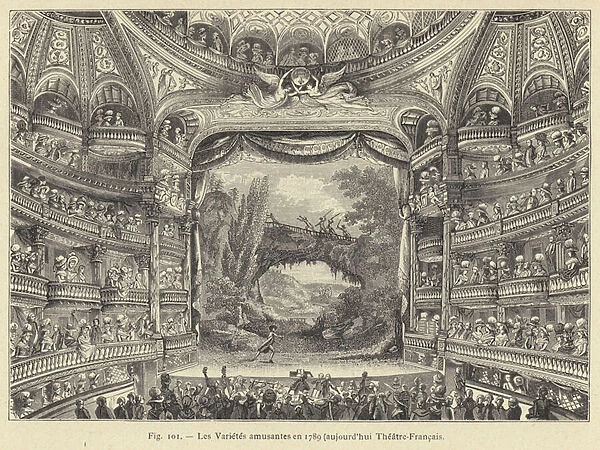 Les Varietes amusantes en 1789, aujourd hui Theatre-Francais (engraving)