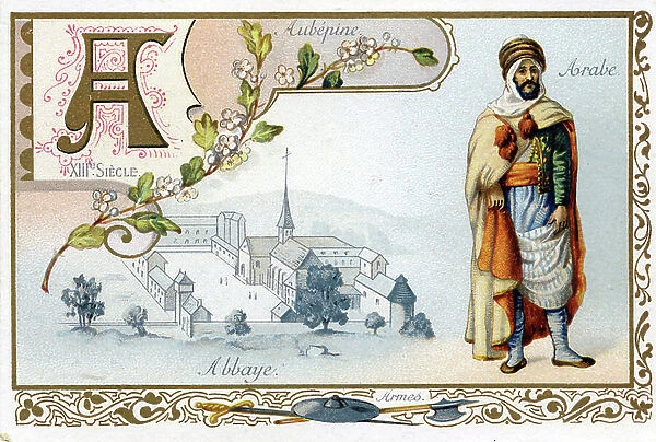 Letter A: Letter of the 13th century, c.1869 (chromo)