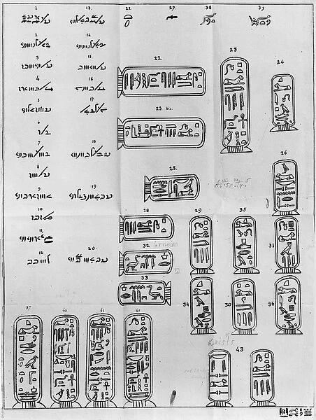 Letter written in hieroglyphic characters, addressed to Joseph Dacier