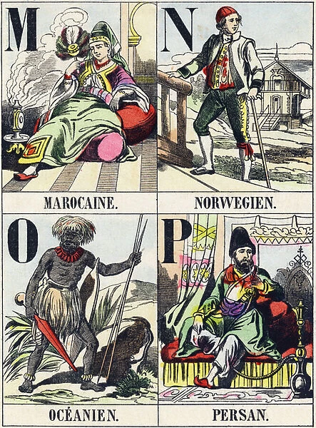 Lettres M, N, O et P : Marocaine; Norvegien; Oceanien; Persan (Moroccan, Norwegian