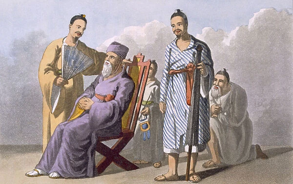 Lewchewan Chief and Attendants, 1820 (coloured aquatint)