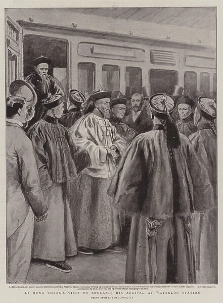 Li Hung Changs Visit to England, his Arrival at Waterloo Station (engraving)