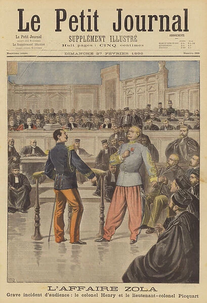 The libel trial of Emile Zola (colour litho)