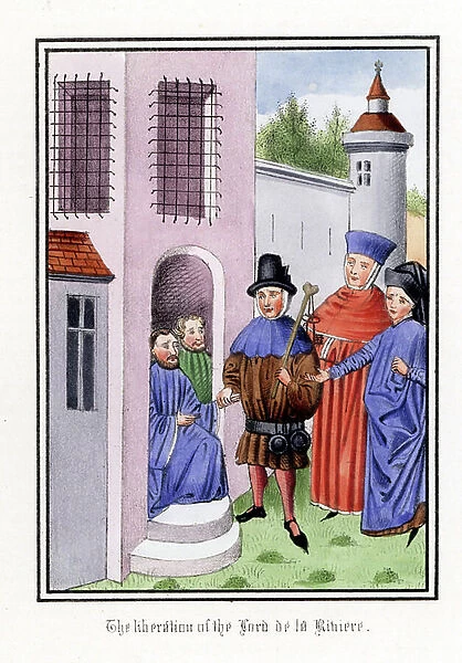 The liberation of Charles, said Bureau III of the Riviere (? -1400), of the Chatelet prison, thanks to the intercession of the Duchess du Berry, circa 1393