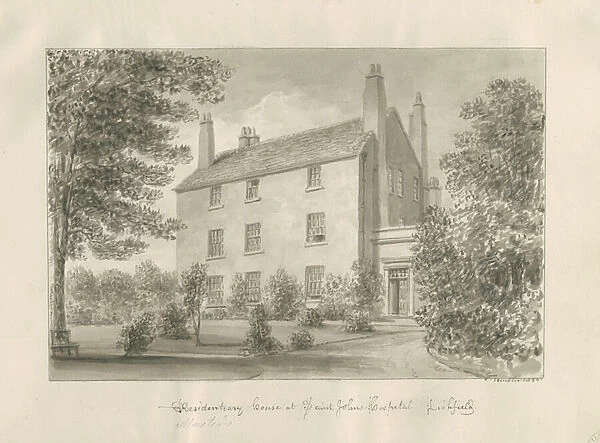 Lichfield - Masters House at St. Johns Hospital: sepia drawing, 1833 (drawing)