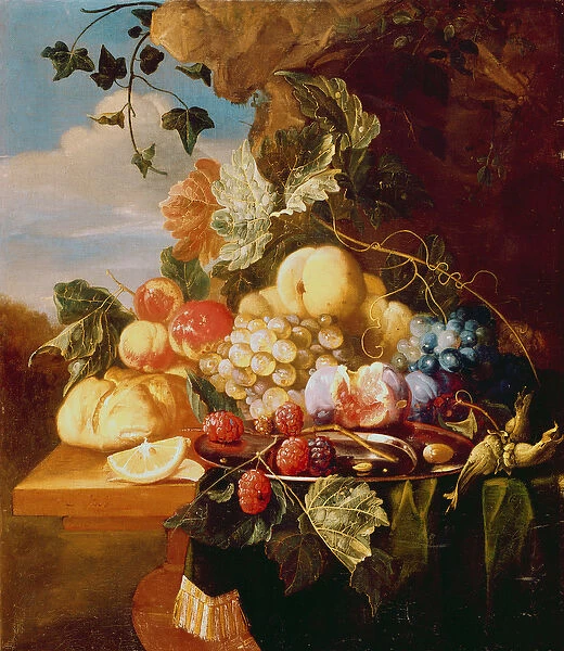 Still life with fruit and flowers
