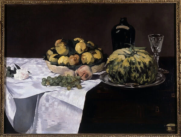 Still Life, Peches and Melons Painting by Edouard Manet (1832-1883) 1866 Sun