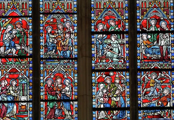 Life of the Virgin Mary. Auxerre cathedral (stained glass)