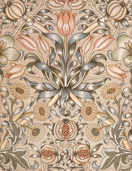 Lily and Pomegranate Wallpaper Design, 1886 (colour woodblock print on paper)