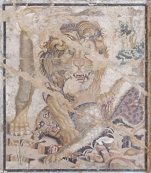 Lion and leopard (mosaic)