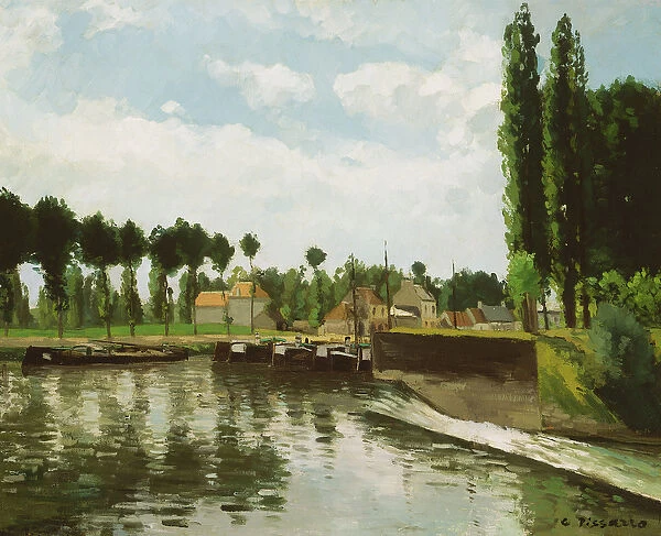 The Lock at Pontoise, 1869-70 (oil on canvas)