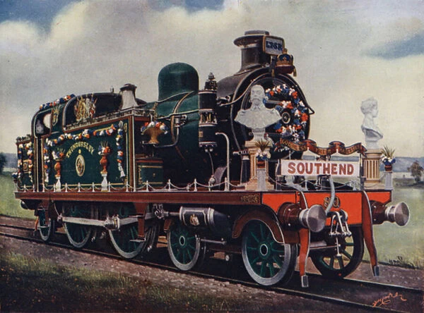 Locomotive decorated in honour of the Coronation of King George and Queen Mary, 22 June 1911... (colour litho)