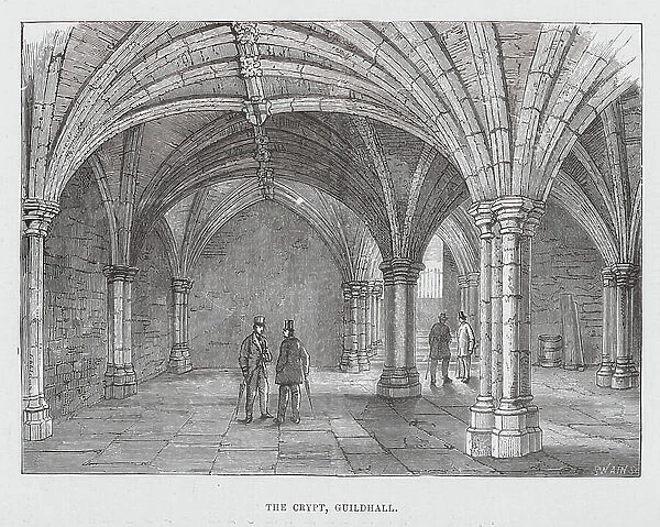 London: The Crypt, Guildhall (engraving)