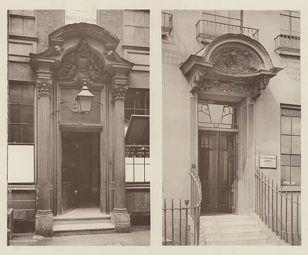 Two London Doorways, Mark Lane, East Central, Grosvenor Road, South West (b  /  w photo)