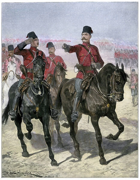 Lord Kitchener in Sudan, 1896 - British General Kitchener leading Egyptian troops toward Dongola, Sudan, 1896
