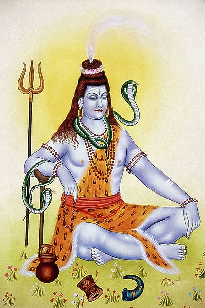 Lord Shiva Shanker Miniature Painting on Paper