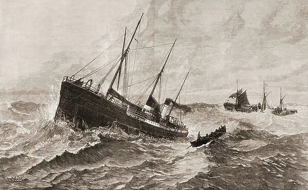 The loss of the steamship Clan Macduff, 1881 (engraving)