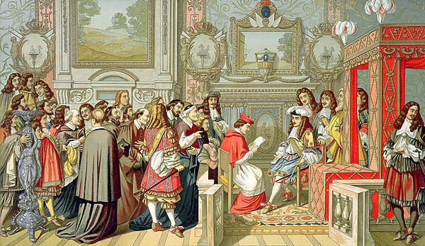 Louis XIV (1638-1715) receiving the Papal Legate at Fontainebleau on 29 July 1664