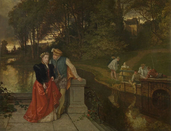 Lovers in the Park (oil on panel)