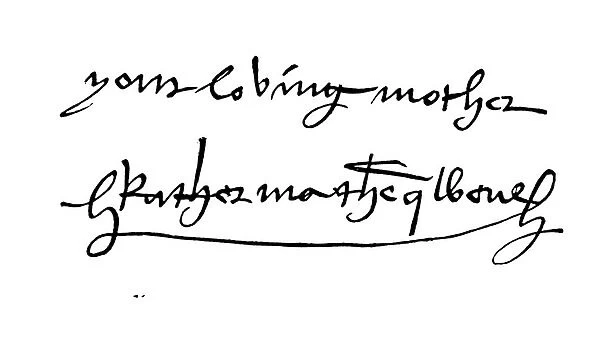 Your loving mother Katherina the Qween, Catherine Of Aragon, Signature (engraving)