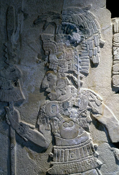 Low relief showing the Capture of Bolon Yoop by Kan Bahlam II, from Temple XVII, Palenque