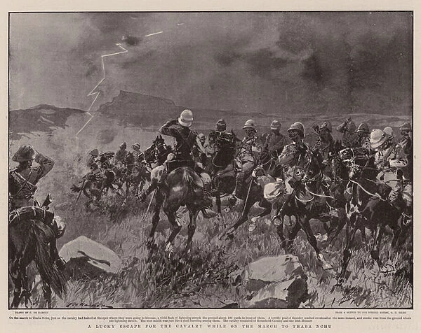 A Lucky Escape for the Cavalry while on the March to Thaba Nchu (litho)