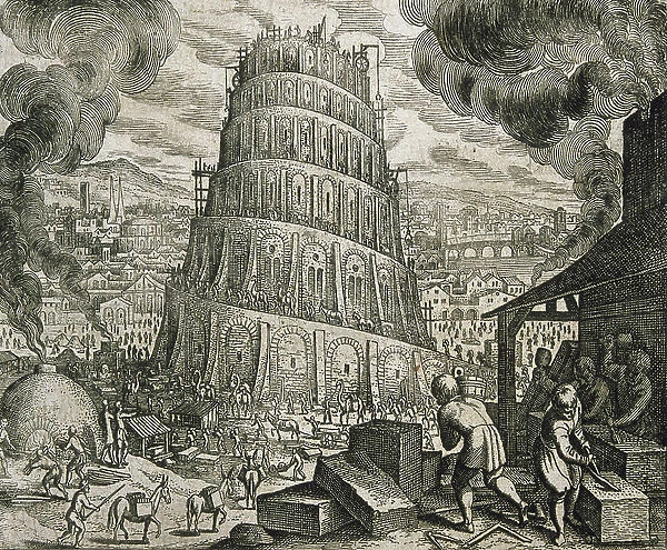 LUTHER, Martin (1483-1546). LUTHER, Martin (1483-1546). German religious reformer. Tower of Babel. Illustration of the 'Biblia Sacra'. Edited in Frankfurt in 1704. Engraving. SPAIN. MADRID (AUTONOMOUS COMMUNITY). Madrid. National Library