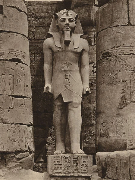 Luxor, the Statue of Rameses II, 19th Dynasty, 1300 BC (b  /  w photo)