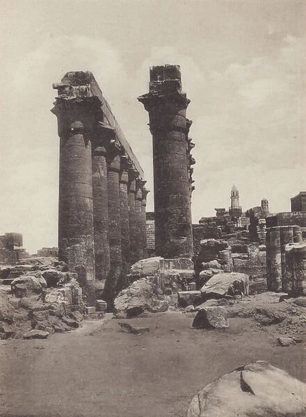 Luxor-Temple, Colonne of Amen Hotep III (b  /  w photo)