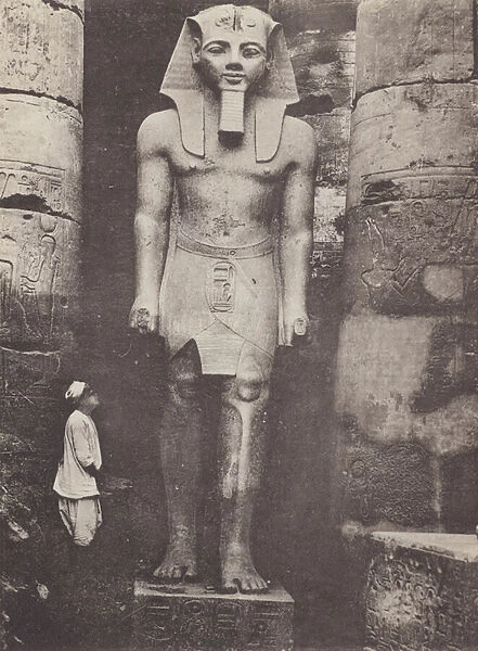 Luxor-Temple, Statue of Ramses II (b  /  w photo)
