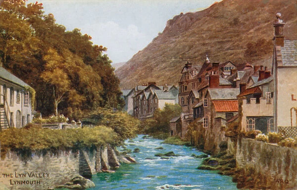 The Lyn Valley, Lynmouth (colour litho)
