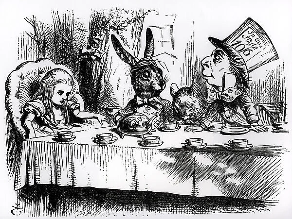 The Mad Hatters Tea Party, illustration from Alices Adventures in Wonderland
