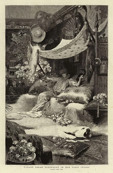 Madame Sarah Bernhardt in her Paris Studio (engraving)