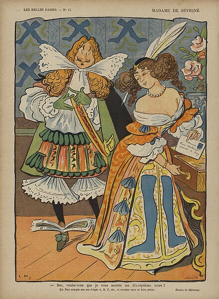Madame De Sevigne, Illustration for Le Rire (colour litho)