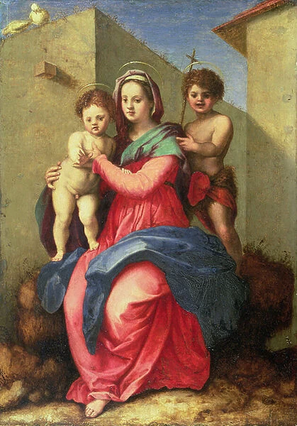 The Madonna and Child with the Infant St. John (oil on wood)
