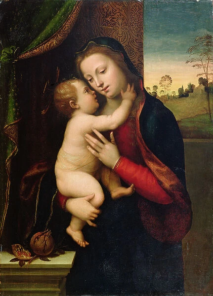 Madonna and Child, (oil on panel)