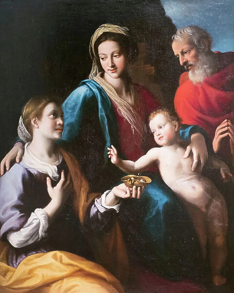 Madonna with child, Saint Joseph and Saint Lucia, (oil on canvas)