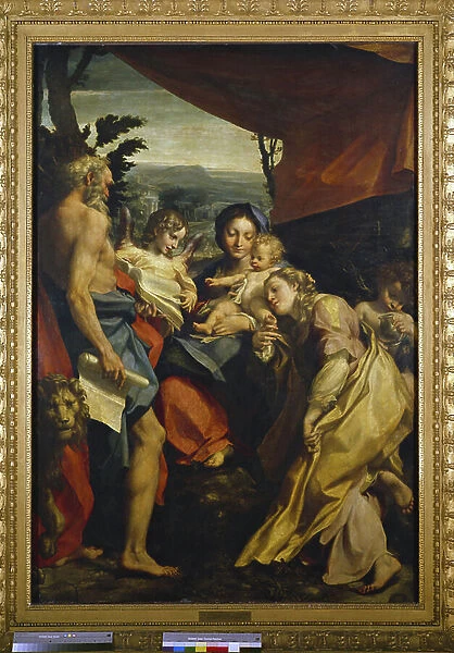 Madonna di San Girolamo (The Madonna has the Child surrounded by Saint Jerome and Saint Mary Magdalene) Painting by Antonio Allegri (known as Correggio or The Correge 1489-1534), 1527-1528, dim 205 x 141 cm