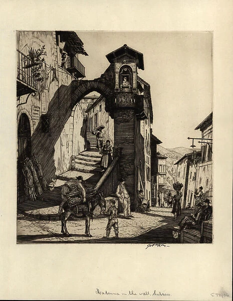 Madonna in the Wall, Subiaco, 1929 (drypoint engraving)