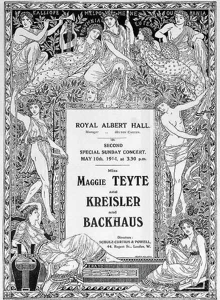 Maggie Teyte - Concert with Kreisler & Backhaus at the Royal Albert Hall, 10 May 1914 (llithograph)