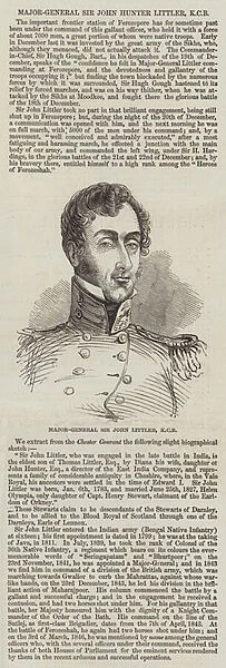Major-General Sir John Hunter Littler, KCB (engraving)