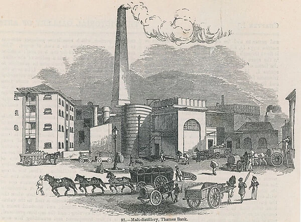 Malt distillery on Thames Bank (engraving)
