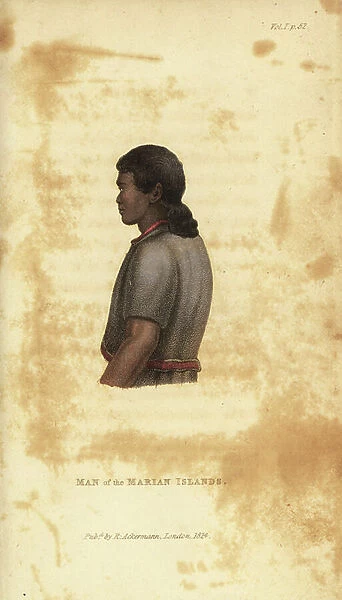 Man of the Chamorro people, Mariana Islands. Handcoloured copperplate engraving from Frederic Shoberl's The World in Miniature: The Asiatic Islands and New Holland, R. Ackermann, London, 1824