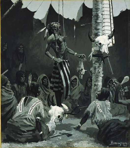 Mandan Initiation Ceremony (The Sundance), 1888 (oil on board)