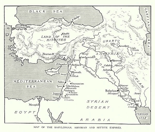 Map of the Babylonian, Assyrian and Hittite Empires (litho)