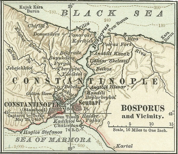 Map of Bosporus, c.1900 (engraving)